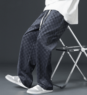 Wide Leg Joggers | Elastic Waist | Plaid | Loose Fit Pants | Men's Joggers