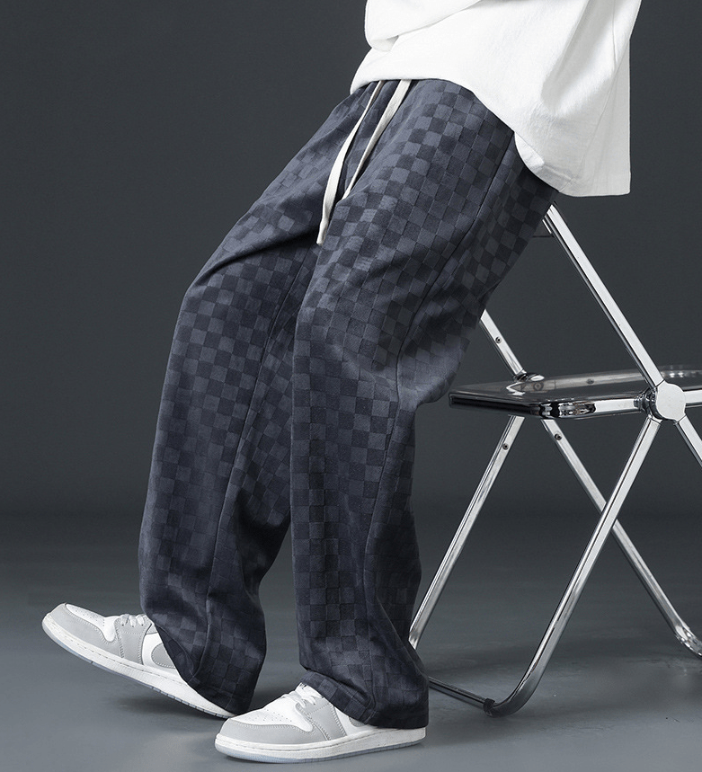 Wide Leg Joggers | Elastic Waist | Plaid | Loose Fit Pants | Men's Joggers