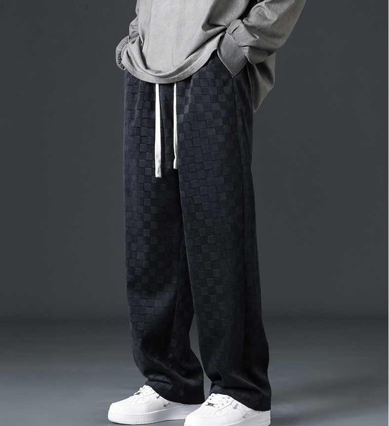 Wide Leg Joggers | Elastic Waist | Plaid | Loose Fit Pants | Men's Joggers