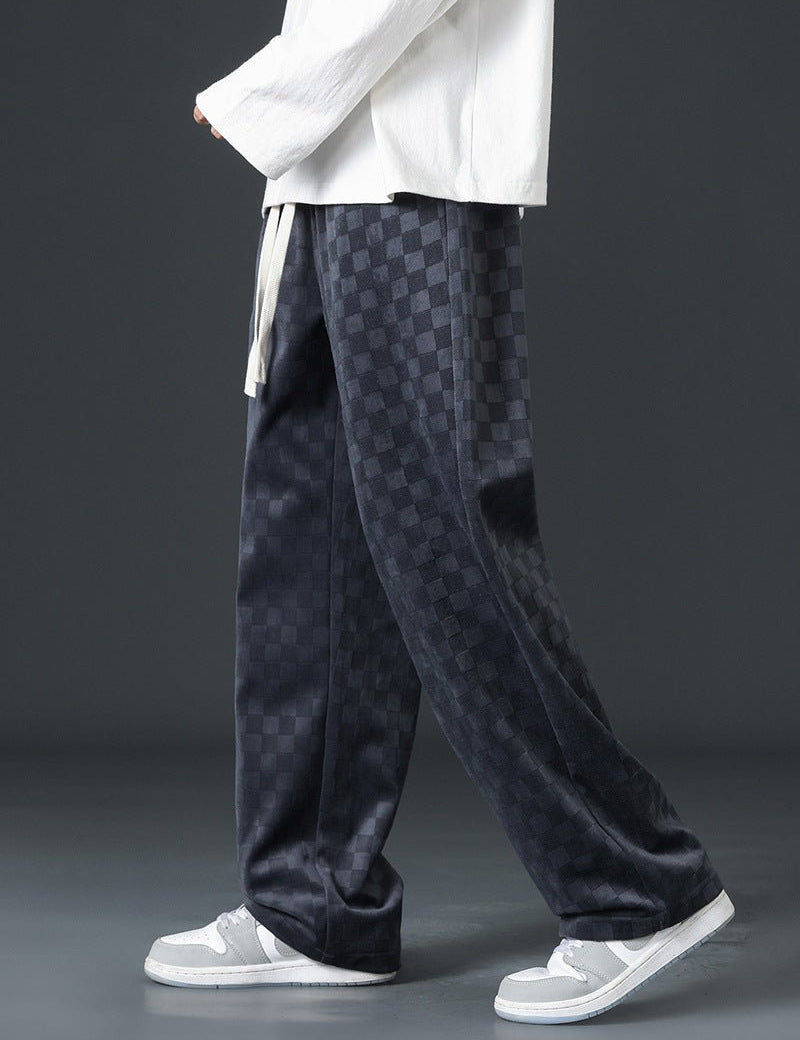 Wide Leg Joggers | Elastic Waist | Plaid | Loose Fit Pants | Men's Joggers