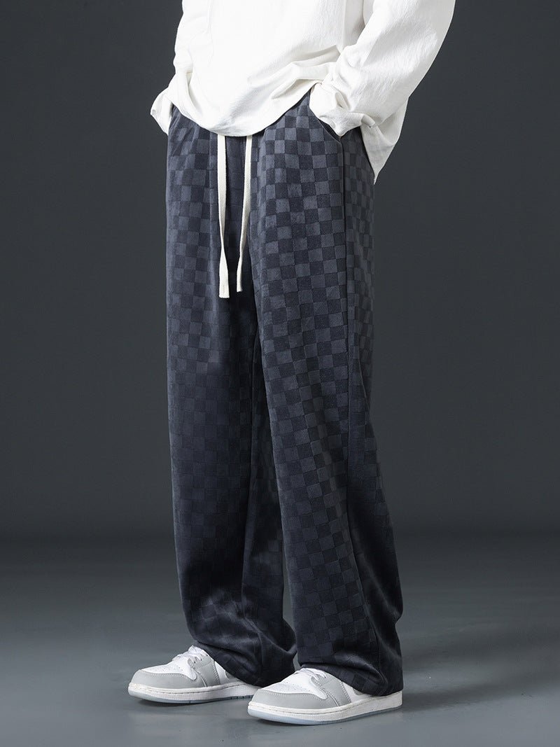 Wide Leg Joggers | Elastic Waist | Plaid | Loose Fit Pants | Men's Joggers