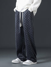 Wide Leg Joggers | Elastic Waist | Plaid | Loose Fit Pants | Men's Joggers