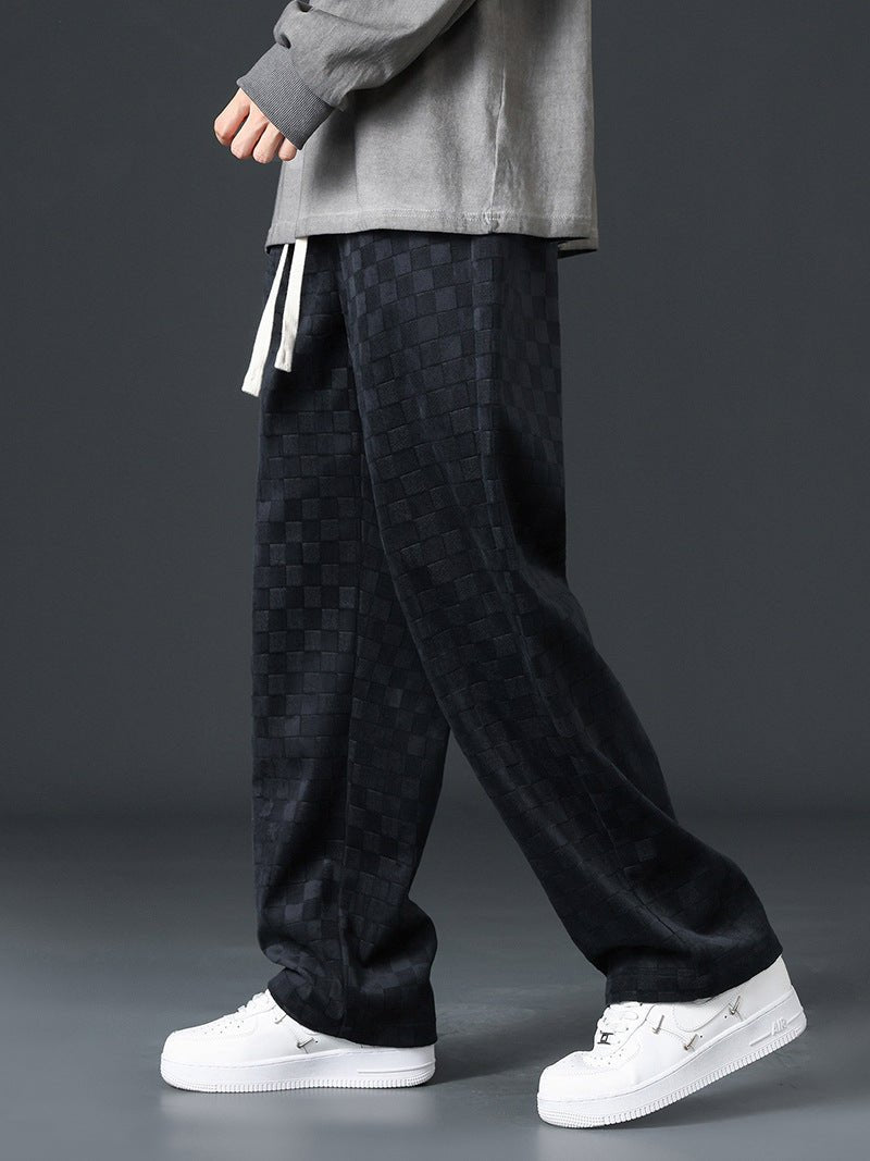 Wide Leg Joggers | Elastic Waist | Plaid | Loose Fit Pants | Men's Joggers
