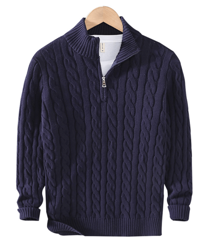 Quarter Zip Jumper - Cable Knit - Half Zip - Knitted Sweater - Men's Quarter Zip Sweaters