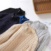 Quarter Zip Jumper - Cable Knit - Half Zip - Knitted Sweater - Men's Quarter Zip Sweaters