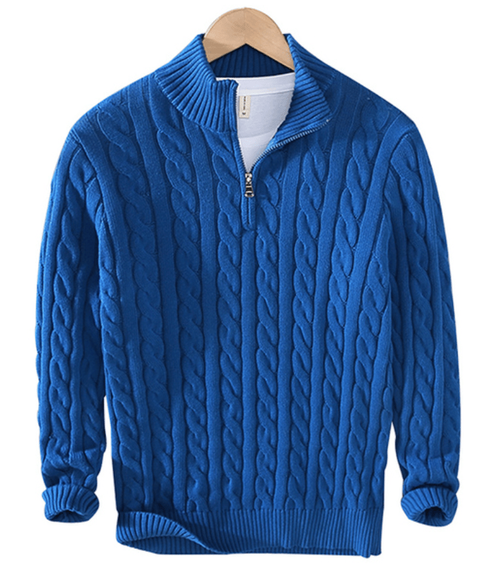 Quarter Zip Jumper - Cable Knit - Half Zip - Knitted Sweater - Men's Quarter Zip Sweaters