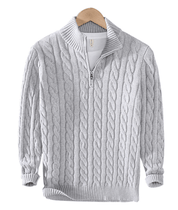 Quarter Zip Jumper - Cable Knit - Half Zip - Knitted Sweater - Men's Quarter Zip Sweaters
