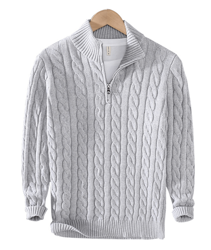 Quarter Zip Jumper - Cable Knit - Half Zip - Knitted Sweater - Men's Quarter Zip Sweaters