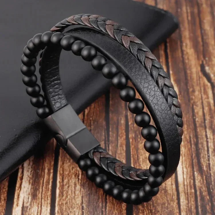 Anxiety Bracelet - Calming Black Anti Stress Beads Bracelet Wristband