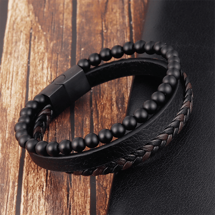 Anxiety Bracelet - Calming Black Anti Stress Beads Bracelet Wristband