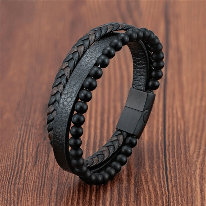 Anxiety Bracelet - Calming Black Anti Stress Beads Bracelet Wristband