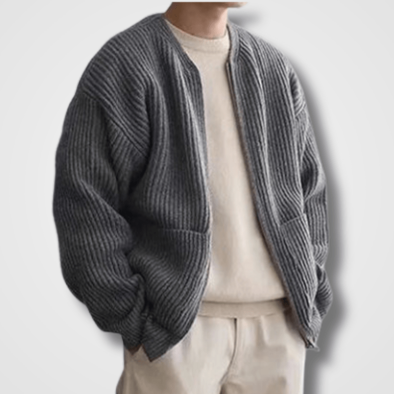 Knitted Cardigan | Full Zip | Chunky | Zip-Up Cardigan | Men's Cardigan