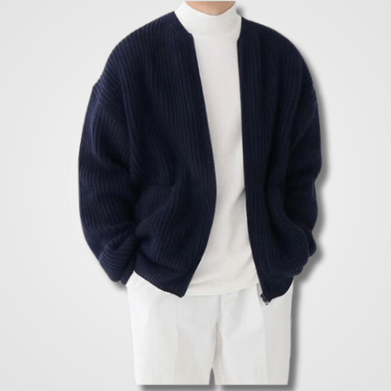 Knitted Cardigan | Full Zip | Chunky | Zip-Up Cardigan | Men's Cardigan