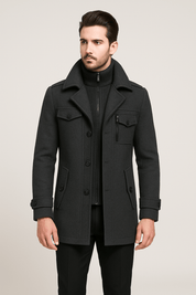 Wool Jacket | Double Layer | Single Breasted | Winter Trench Coat | Men's Winter Jacket 