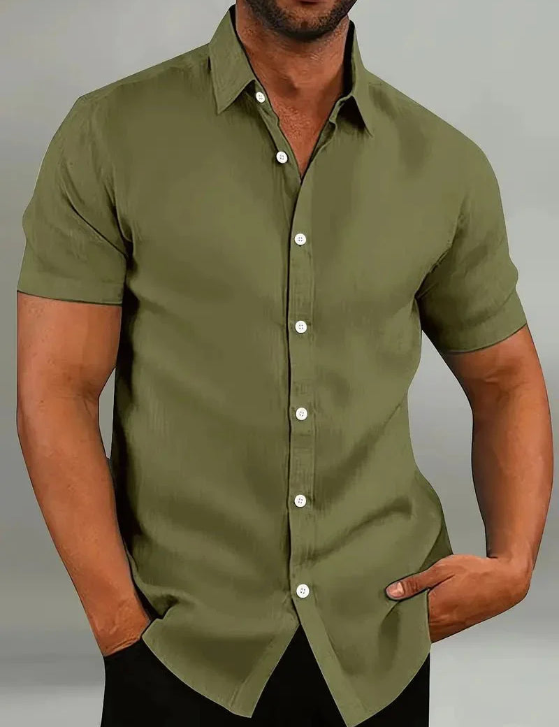 Short Sleeve Shirt - Breathable - Collared - Buttoned-Up Shirt - Men's Clothing