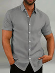 Short Sleeve Shirt - Breathable - Collared - Buttoned-Up Shirt - Men's Clothing