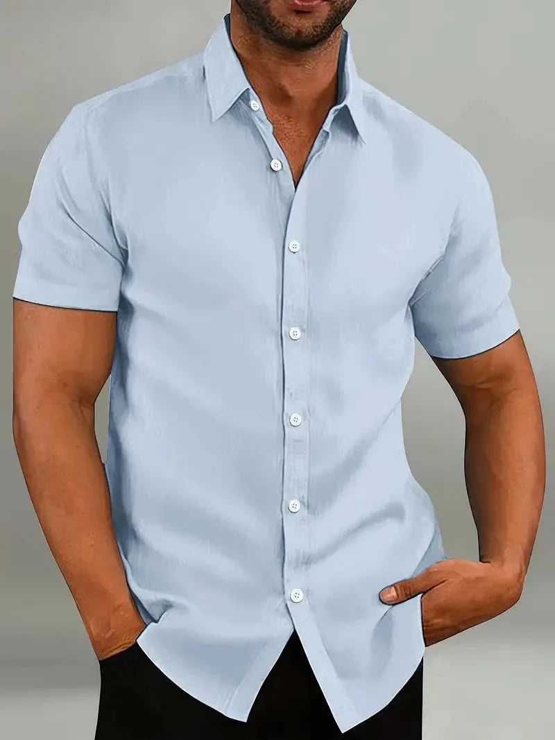 Short Sleeve Shirt - Breathable - Collared - Buttoned-Up Shirt - Men's Clothing
