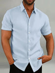 Short Sleeve Shirt - Breathable - Collared - Buttoned-Up Shirt - Men's Clothing