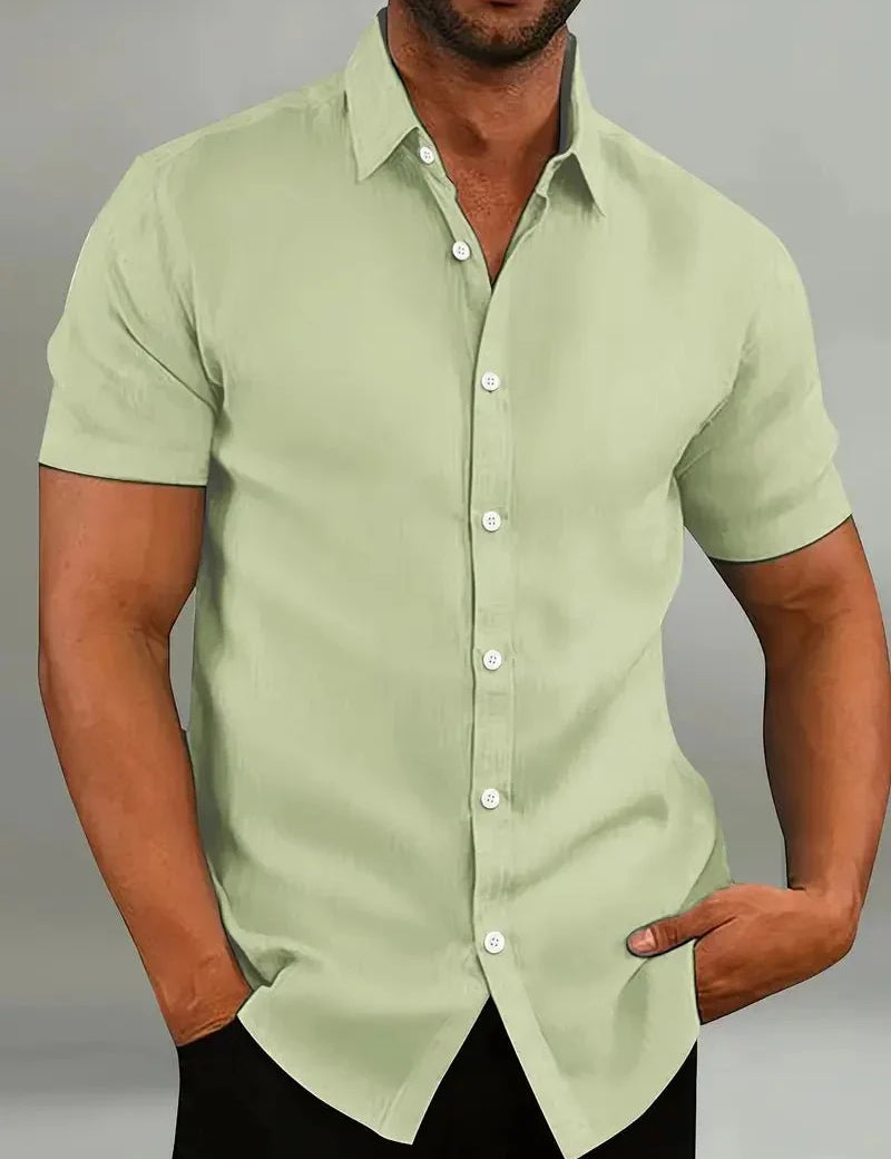 Short Sleeve Shirt - Breathable - Collared - Buttoned-Up Shirt - Men's Clothing