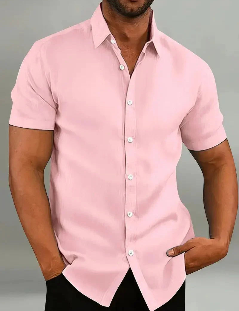 Short Sleeve Shirt - Breathable - Collared - Buttoned-Up Shirt - Men's Clothing