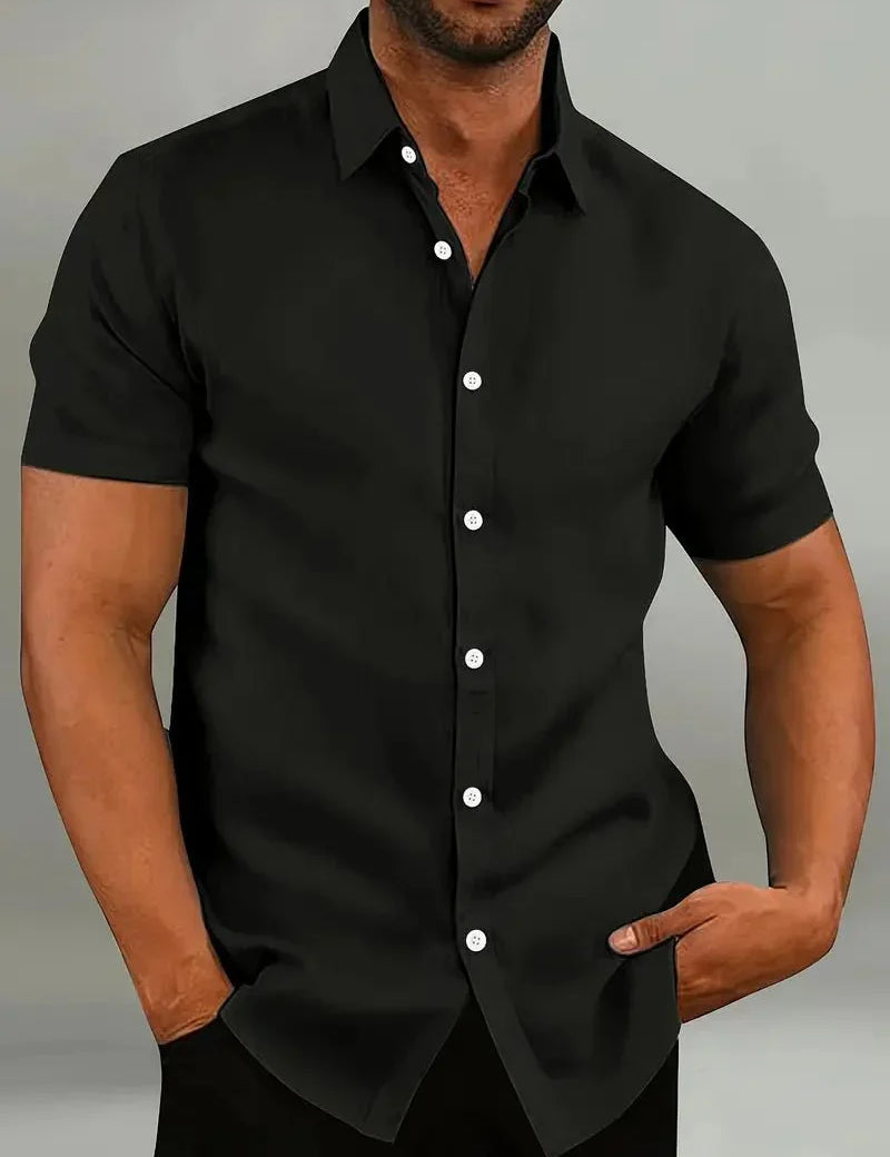Short Sleeve Shirt - Breathable - Collared - Buttoned-Up Shirt - Men's Clothing