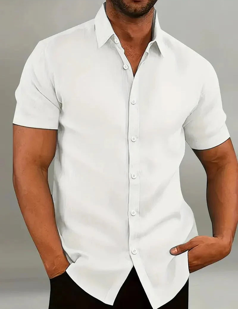 Short Sleeve Shirt - Breathable - Collared - Buttoned-Up Shirt - Men's Clothing