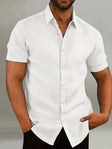 Short Sleeve Shirt - Breathable - Collared - Buttoned-Up Shirt - Men's Clothing