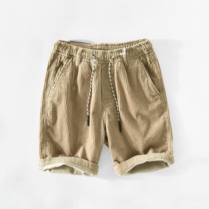 Cord Shorts - Elastic Waist - Loose Fit - Summer Shorts - Men's Corduroy Shorts