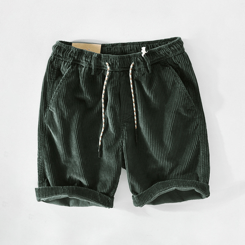Cord Shorts - Elastic Waist - Loose Fit - Summer Shorts - Men's Corduroy Shorts