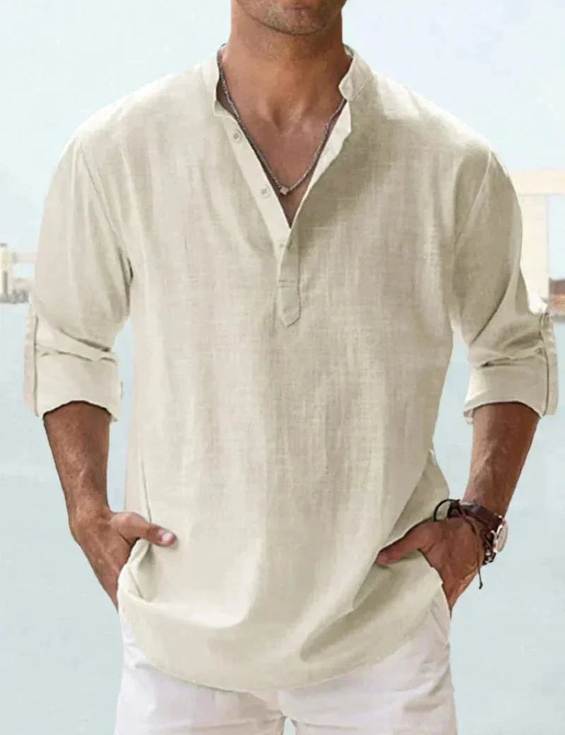 Linen Shirt | Half Button | Lightweight | Long Sleeve Shirt | Men's Shirts