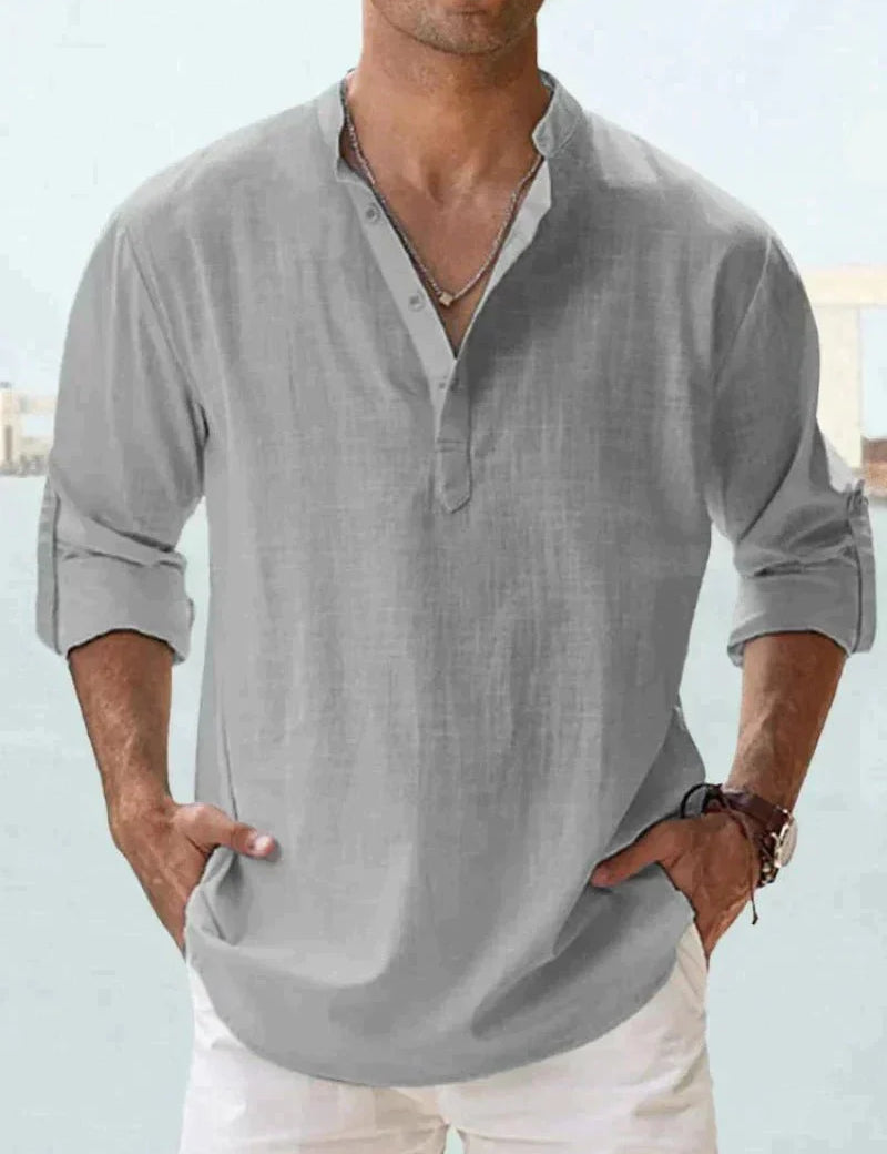 Linen Shirt | Half Button | Lightweight | Long Sleeve Shirt | Men's Shirts