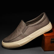 Leather Shoes - Men's Comfortable Rubber Sole Slip-On Shoes