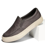 Leather Shoes - Men's Comfortable Rubber Sole Slip-On Shoes