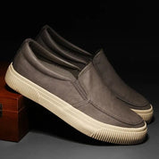 Leather Shoes - Men's Comfortable Rubber Sole Slip-On Shoes