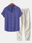 Two-Piece Set | Short Sleeve | Button-Up | Pants and Shirt Set | Men's Summer Clothes