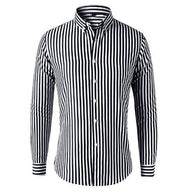 Striped Shirt - Men's Collared Long Sleeve Button-Up Shirt