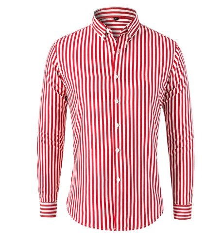 Striped Shirt - Men's Collared Long Sleeve Button-Up Shirt