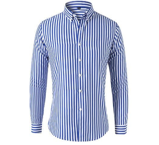 Striped Shirt - Men's Collared Long Sleeve Button-Up Shirt