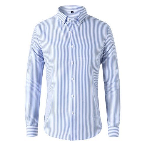Striped Shirt - Men's Collared Long Sleeve Button-Up Shirt