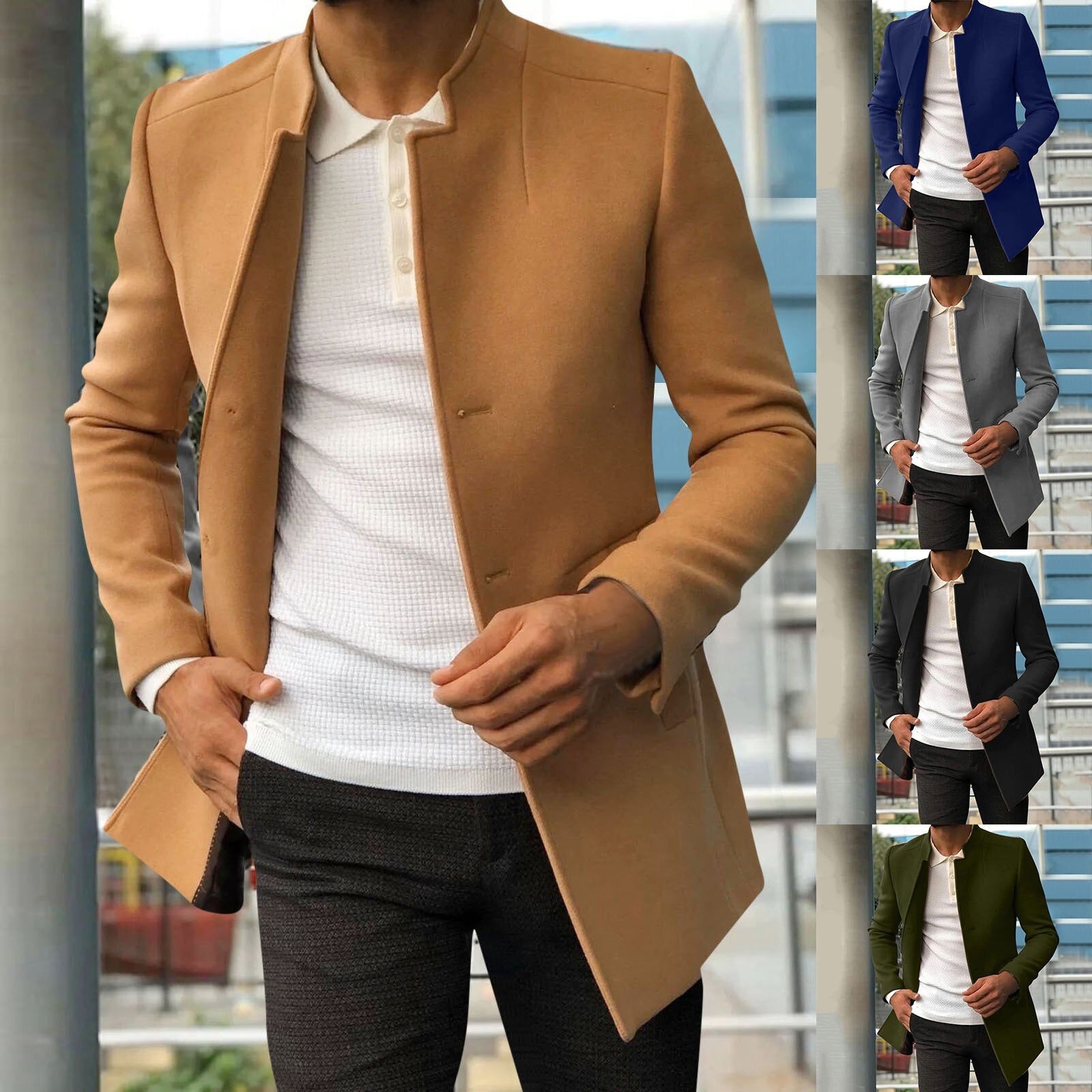 Men's Jacket - Mid Length - Spring - Blazer Jacket - Trench Coat Men