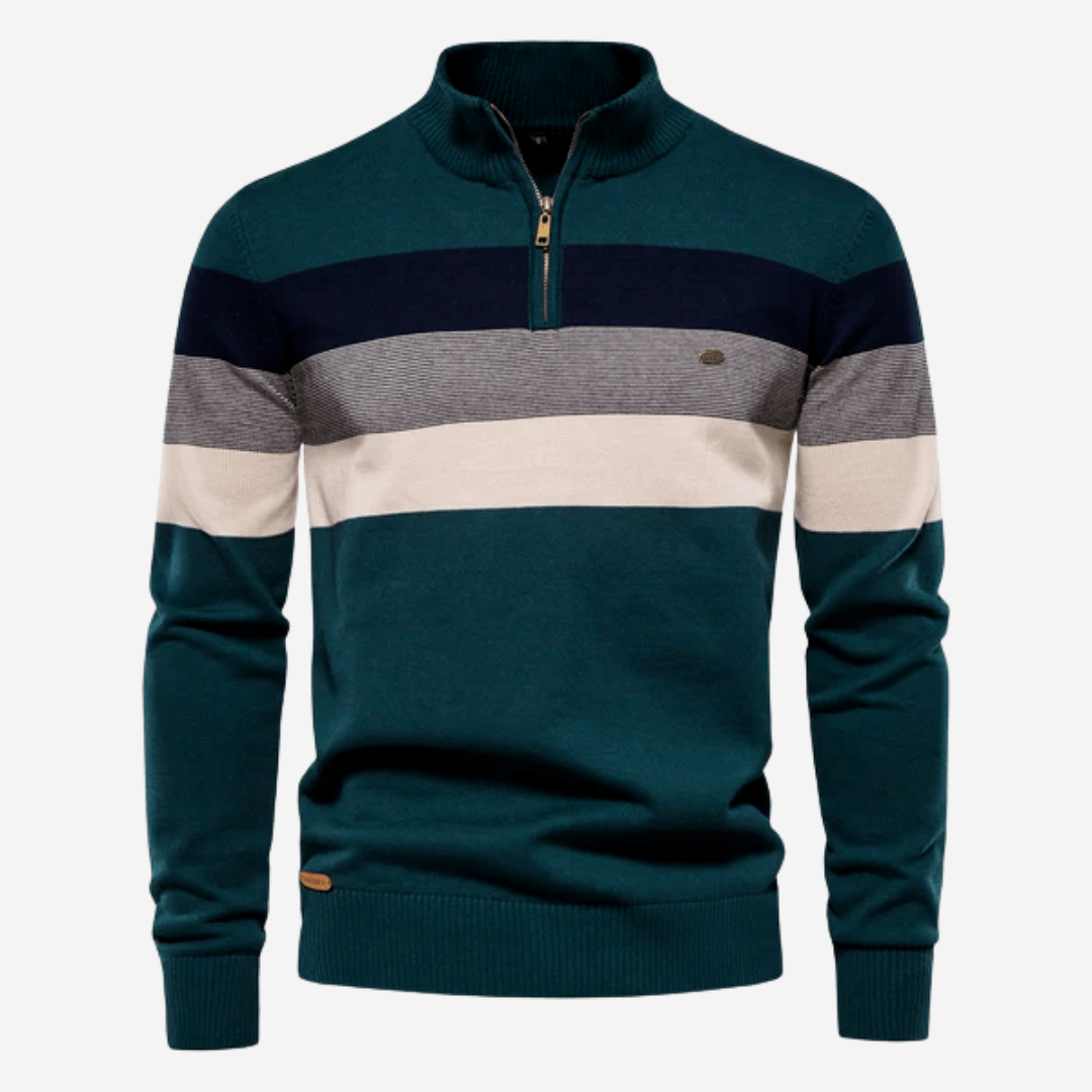 Men's Quarter Zip Sweater | Striped | Knitted | Quarter Zip Jumper | Men's Half Zip Pullover