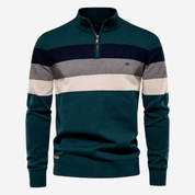 Men's Quarter Zip Sweater | Striped | Knitted | Quarter Zip Jumper | Men's Half Zip Pullover