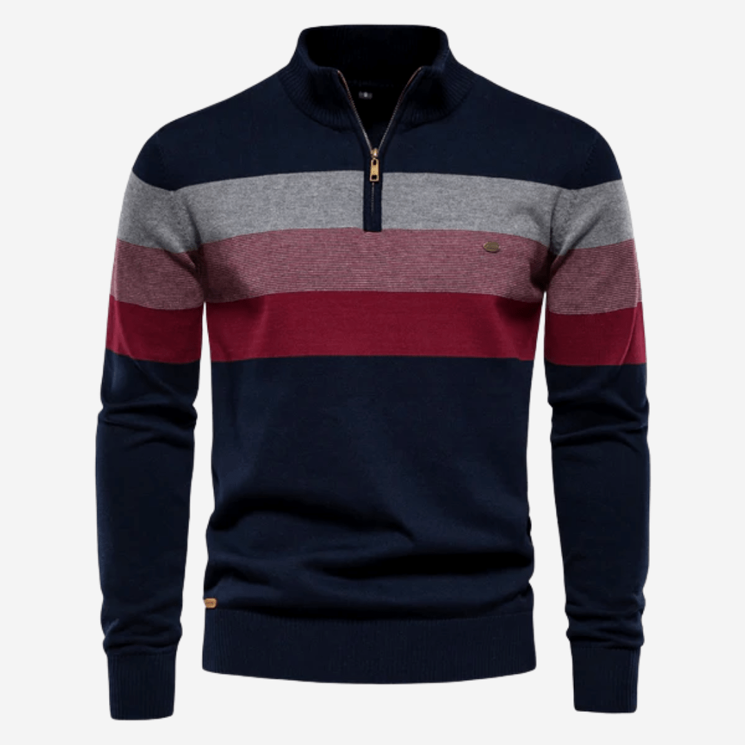 Men's Quarter Zip Sweater | Striped | Knitted | Quarter Zip Jumper | Men's Half Zip Pullover