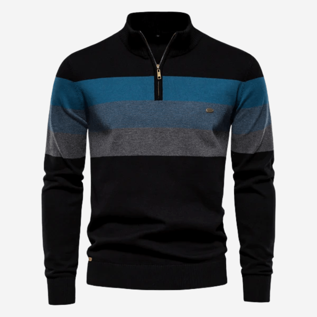Men's Quarter Zip Sweater | Striped | Knitted | Quarter Zip Jumper | Men's Half Zip Pullover