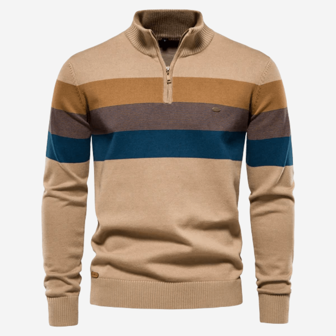 Men's Quarter Zip Sweater | Striped | Knitted | Quarter Zip Jumper | Men's Half Zip Pullover