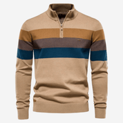 Men's Quarter Zip Sweater | Striped | Knitted | Quarter Zip Jumper | Men's Half Zip Pullover