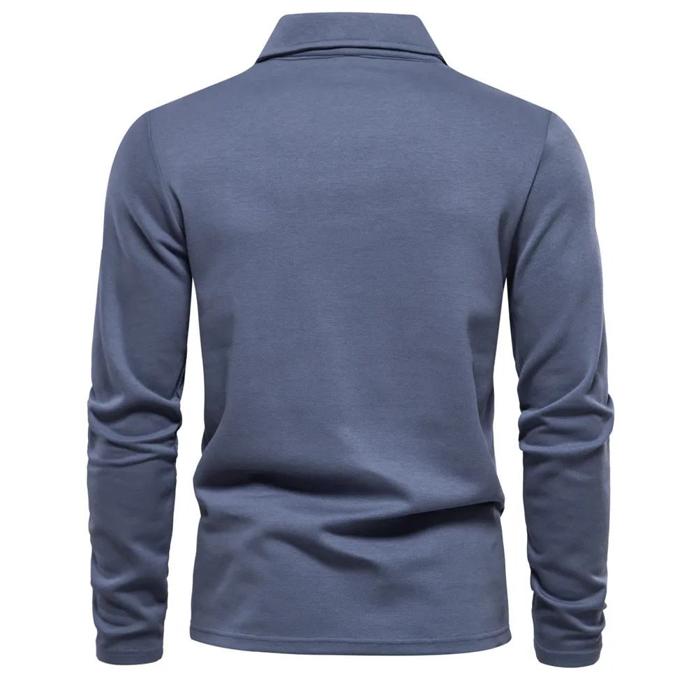 Long Sleeve Polo Shirt - Men's Classic Collared Polo Shirt
