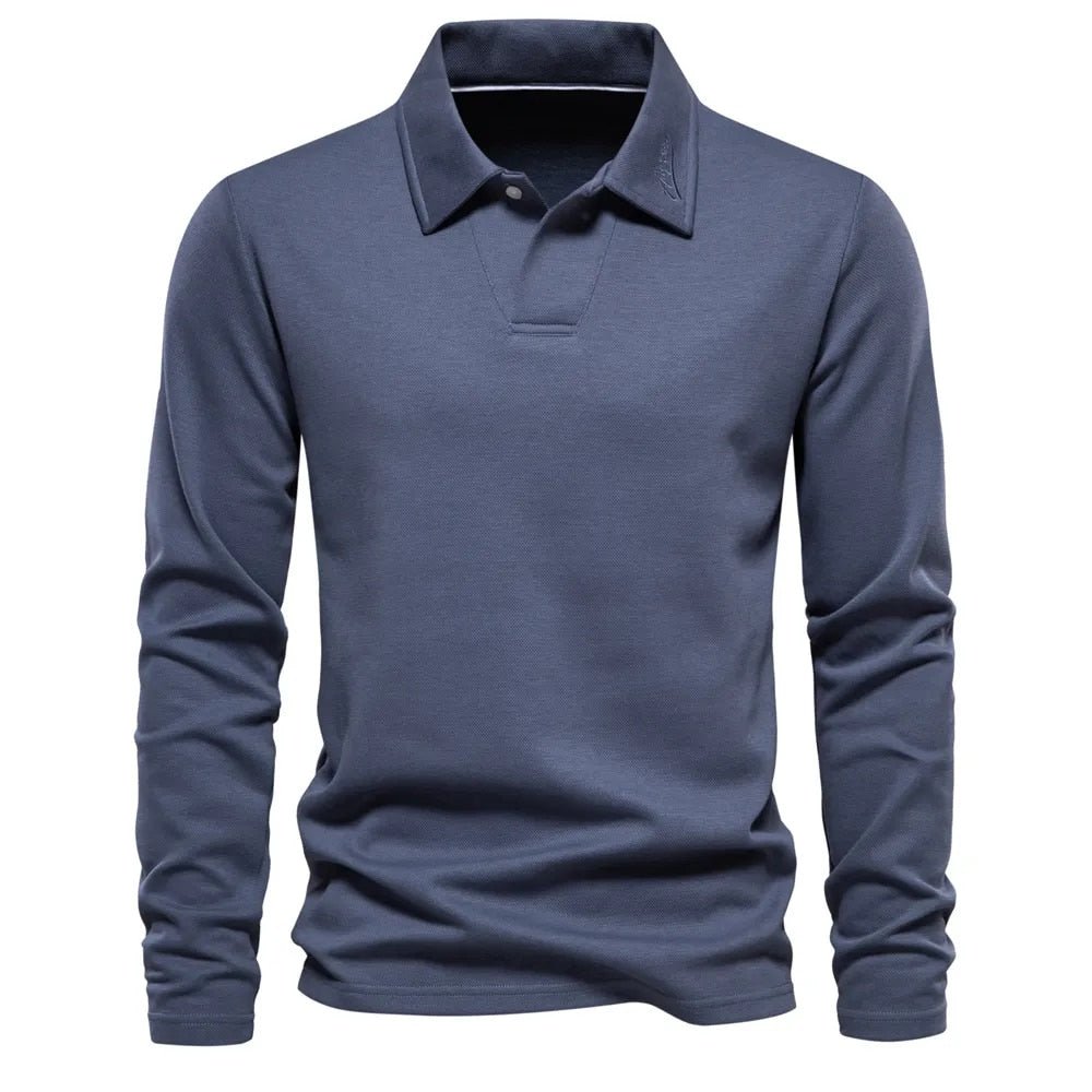 Long Sleeve Polo Shirt - Men's Classic Collared Polo Shirt