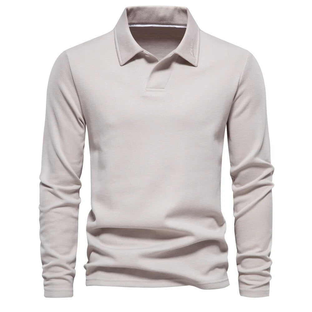 Long Sleeve Polo Shirt - Men's Classic Collared Polo Shirt