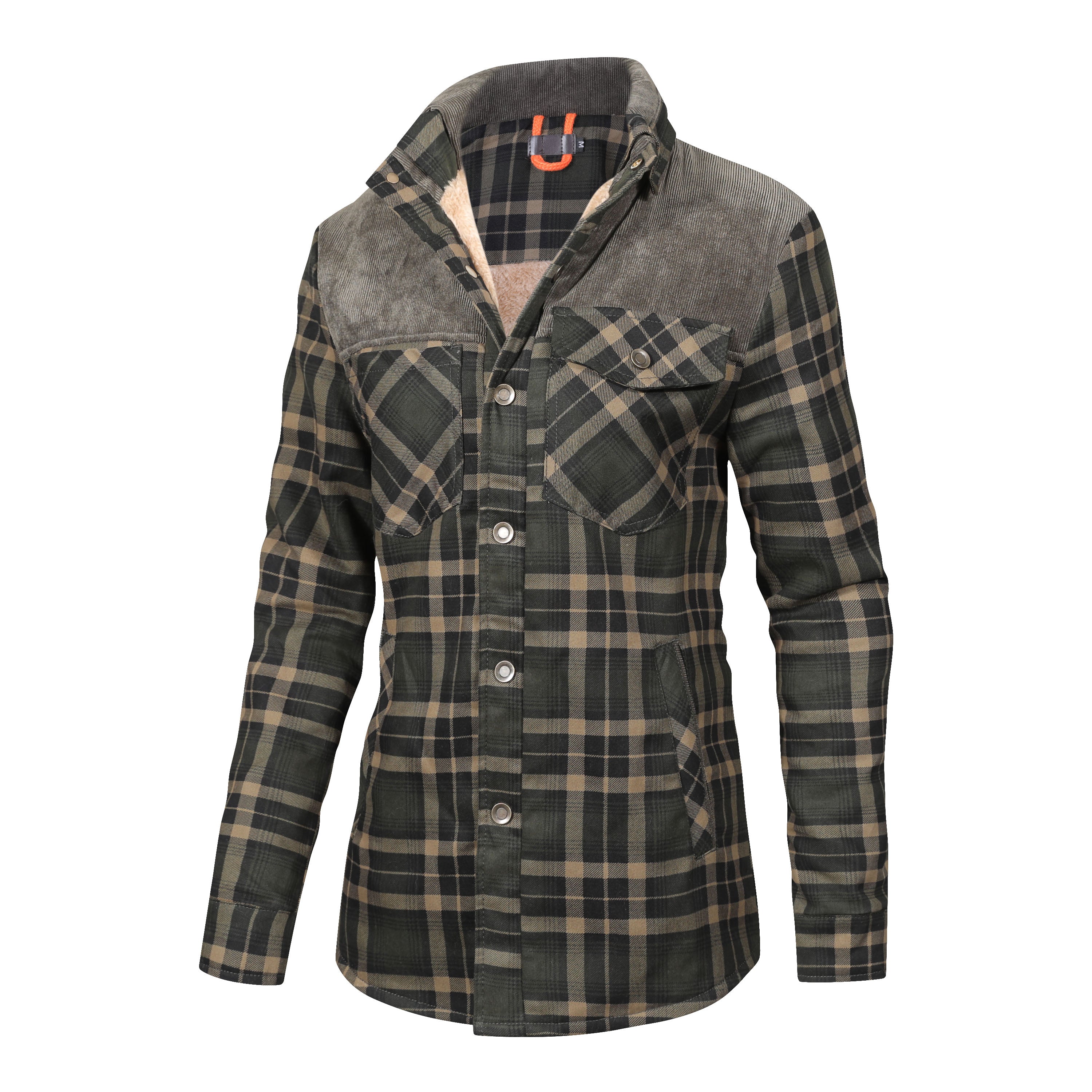 Fleece Lined Jacket | Plaid | Button-Up | Checkered Jacket | Men's Overshirt